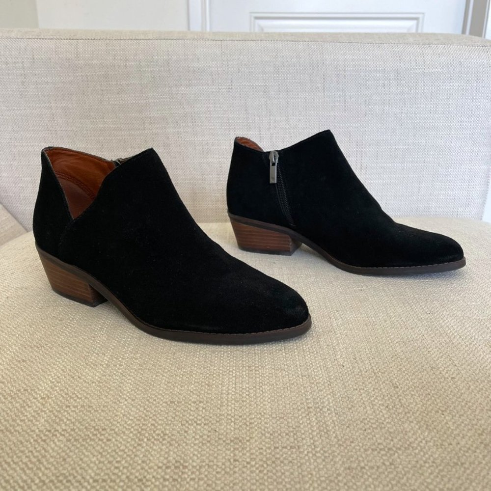 Lucky Brand Fenley Suede Ankle Booties Black 7.5